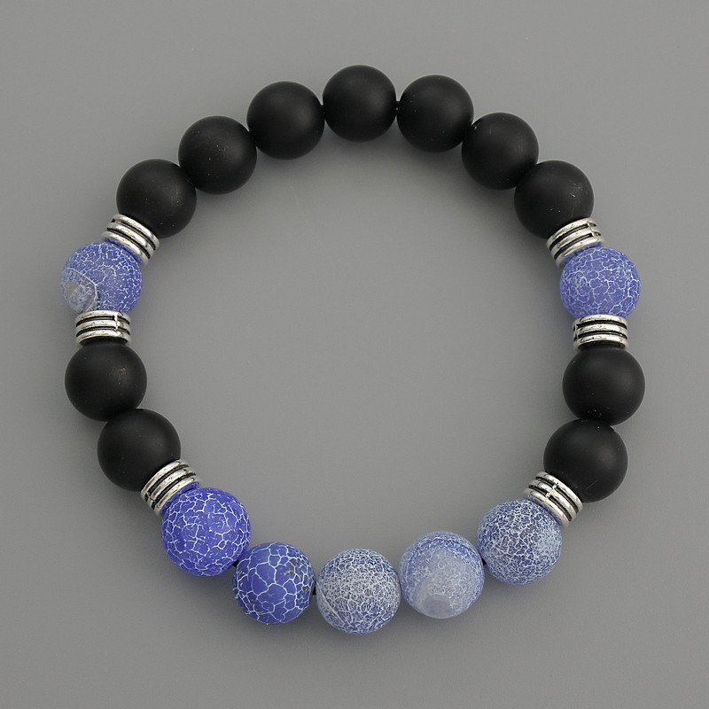Assorted Bracelet, smooth beads, diameter 10mm+/- with metal inserts, length 18cm stretch