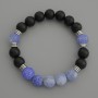 Assorted Bracelet, smooth beads, diameter 10mm+/- with metal inserts, length 18cm stretch