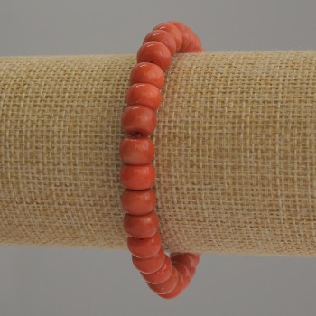 Bracelet Coral (Imitation) Rondelle, diameter 8x6mm+-, length 18cm stretch