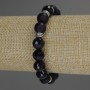 Bracelet Assorted Smooth Bead and Faceted Bead, diameter 10mm+/- with metal inserts, length 18cm stretch
