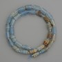 Blue Calcite Beads Cylinder 10x6mm+- with 3mm+- Seed Beads on Thread, Length 40cm+