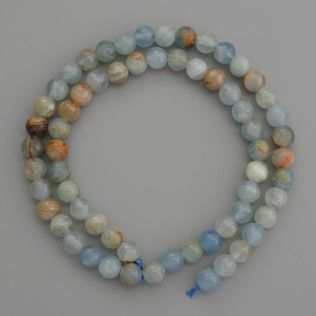 Blue Calcite Beads smooth round 6.5mm+/- on a strand, length 39cm+