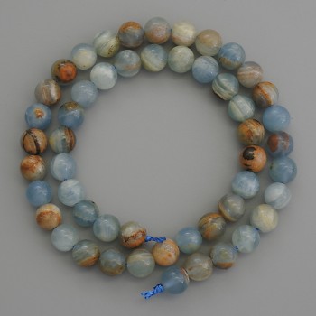 Blue Calcite Beads smooth round 8mm+/- on a strand, length 39cm+