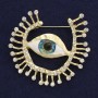 All-Seeing Eye Brooch White Rhinestones Gold-Tone Metal 55x57mm+