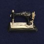 Sewing Machine Brooch, black enamel, gold-tone metal, 36x28mm+