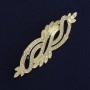 Accent Brooch, White Rhinestones, Golden Metal, 85x26mm+