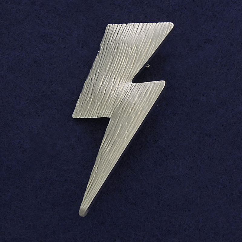 Lightning Bolt Brooch Pendant, Matte Silver Colour, Silver-Tone Metal, 58x23mm+