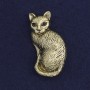 Cat Brooch Pendant, black rhinestones, dark gold-tone metal, 45x24mm+