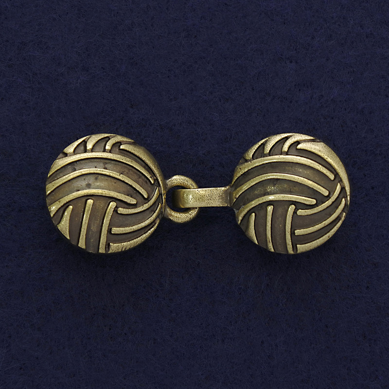 Cardigan Clip Brooch Bronze Colour, Diameter 20mm +-, Length 52mm+