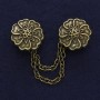 Cardigan Brooch, bronze colour, diameter 21mm+/- chain, length 9cm+