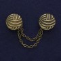 Cardigan Brooch, Bronze Colour, Diameter 20mm+/-, Chain, Length 9cm+