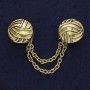 Cardigan Brooch Gold-tone Metal, Diameter 20mm+- with Chain, Length 9cm+