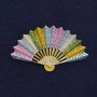 Fan Brooch multicoloured enamel golden metal 54x33mm+