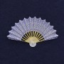 Fan Brooch, Lilac Enamel, Golden Metal, 54x33mm+