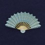 Fan Brooch blue enamel golden metal 54x33mm+