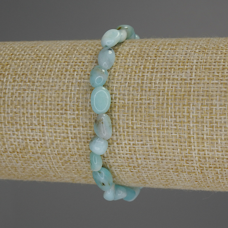 Larimar Bracelet, Tumbled, Diameter 8x6mm+-, Length 18cm+- Stretch