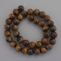 Beads on Fishing Line, Natural Tiger's Eye Stone, Diameter 10mm+/-, Length 37cm+