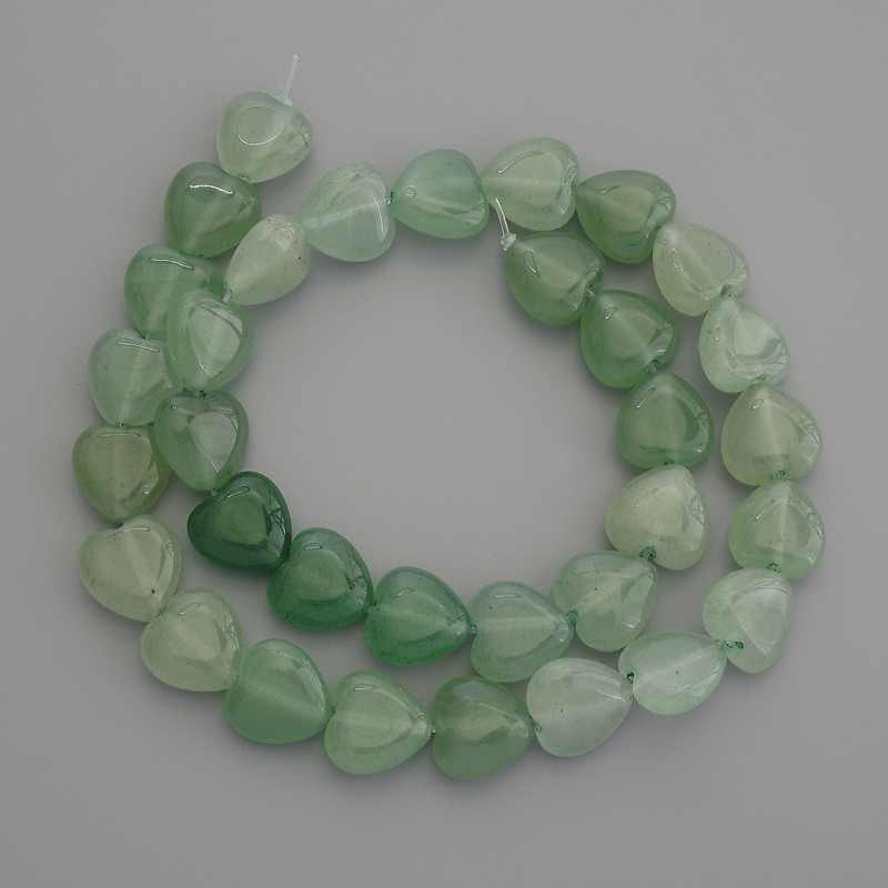 Natural Stone Jade Heart Beads, Diameter 12x12mm+/-, Length 38cm+/- on Fishing Line