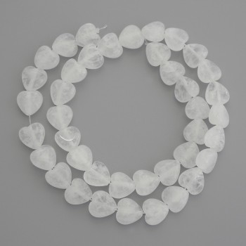 Clear Quartz Heart Beads, Diameter 10x10mm+-, Length 38cm+- on Fishing Line