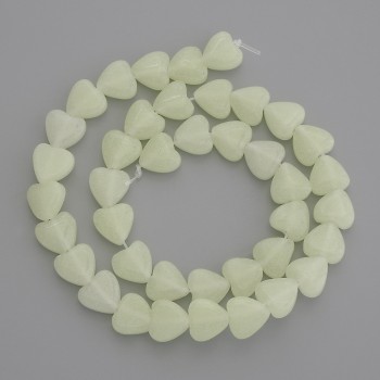 Onyx Beads Green Glow Heart 10x10mm+/-, on a thread, length 36cm+