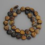 Tiger's Eye Natural Stone Heart Beads, Diameter 12x12mm+- on Fishing Line, Length 39cm+