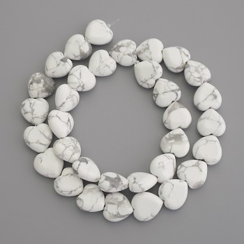 Cacholong Natural Stone Heart Beads, Diameter 12x12mm+/- on Fishing Line, Length 39cm+
