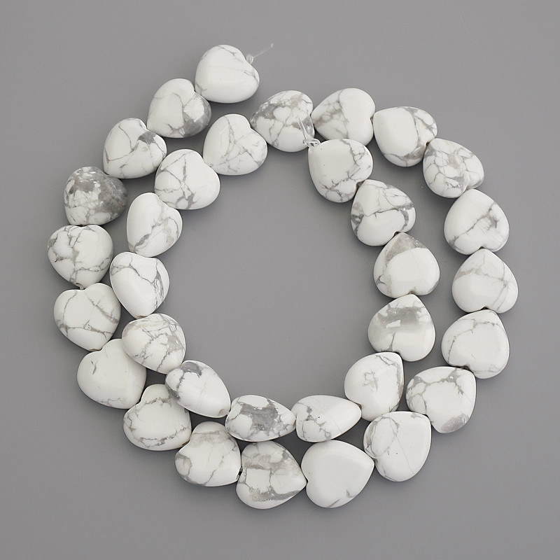 Cacholong Natural Stone Heart Beads, Diameter 12x12mm+/- on Fishing Line, Length 39cm+