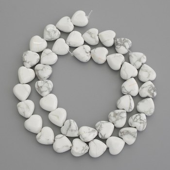 Cacholong Natural Stone Heart Beads, Diameter 10x10mm+/- on Fishing Line, Length 39cm+
