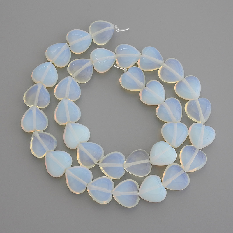 Moonstone Beads Heart, diameter 12x12mm+/-, on a thread, length 37cm+