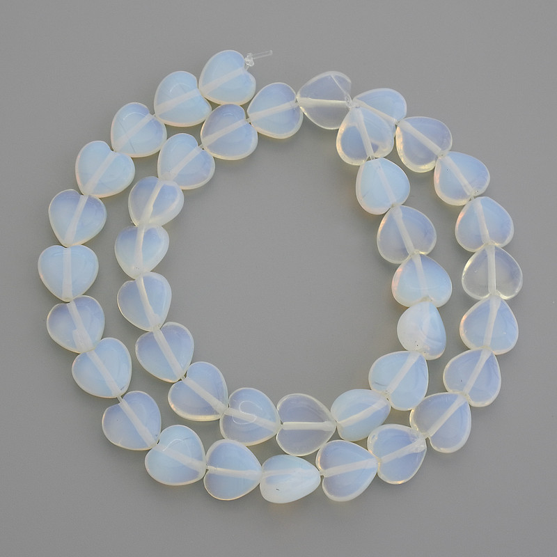 Moonstone Heart Beads, Diameter 10x10mm+- on Fishing Line, Length 37cm+