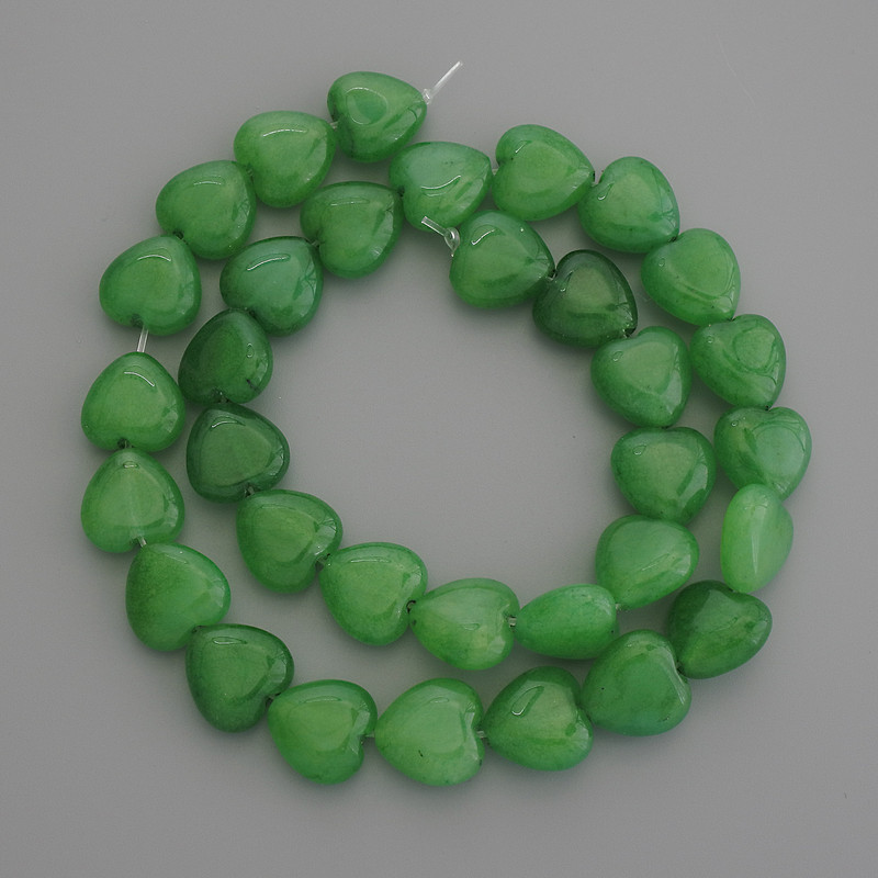Chrysoprase Heart Beads, Diameter 12x12mm+- on Fishing Line, Length 38cm+