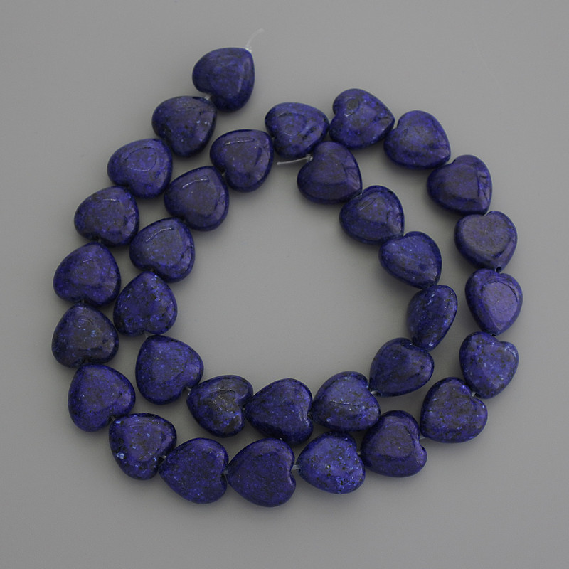 Lapis Lazuli Heart Beads 12x12mm+/- on Fishing Line, Length 37cm+