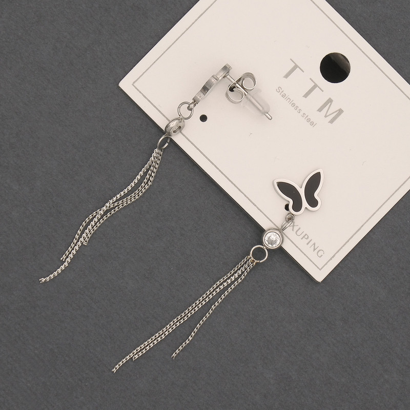 Xuping Earrings with Black Stones and White Rhinestones, Length 56mm+