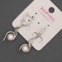 Xuping Rhodium Earrings with Pearl, Diameter 8mm and White Rhinestones, Length 36mm+