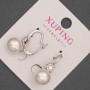 Xuping Rhodium Earrings with Pearl, 10mm Diameter and White Rhinestones, 23mm Length +