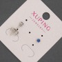 Xuping Stud Earrings with Blue Crystal, Diameter 3mm+/- Rhodium