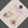 Xuping Earrings with White Rhinestones and Red Stones, 9mm+/- Diameter, 16mm+/- Length, 18K Gold Plating