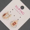 Xuping Earrings with White Rhinestones and Red Stones, Diameter 8.5mm+/-, Length 15mm+/- 18K Gold Plating