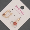 Xuping Earrings with White Rhinestones and Red Stones, diameter 6mm+/-, length 16mm+/- 18K Gold Plated