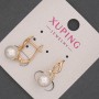 Xuping Earrings with White Rhinestones and Mallorca Pearl, Diameter 8mm+/-, Length 20mm+/- 18K Gold Plating