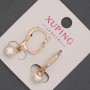 Xuping Earrings with White Rhinestones and Majorca Pearl Bead, Diameter 8mm+/-, Length 30mm+/- 18K Gold Plating
