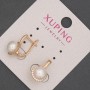 Xuping Earrings with White Rhinestones and Majorca Pearl Bead, diameter 8mm+-, length 17mm+- 18K Gold Plated