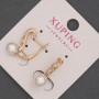 Xuping Earrings with White Rhinestones and Majorca Pearl Bead, diameter 7mm+/-, length 20mm+/- 18K Gold Plated