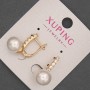 Xuping Earrings with White Rhinestones and Majorca Pearl Bead, Diameter 10mm+/-, Length 20mm+/- 18K Gold Plated