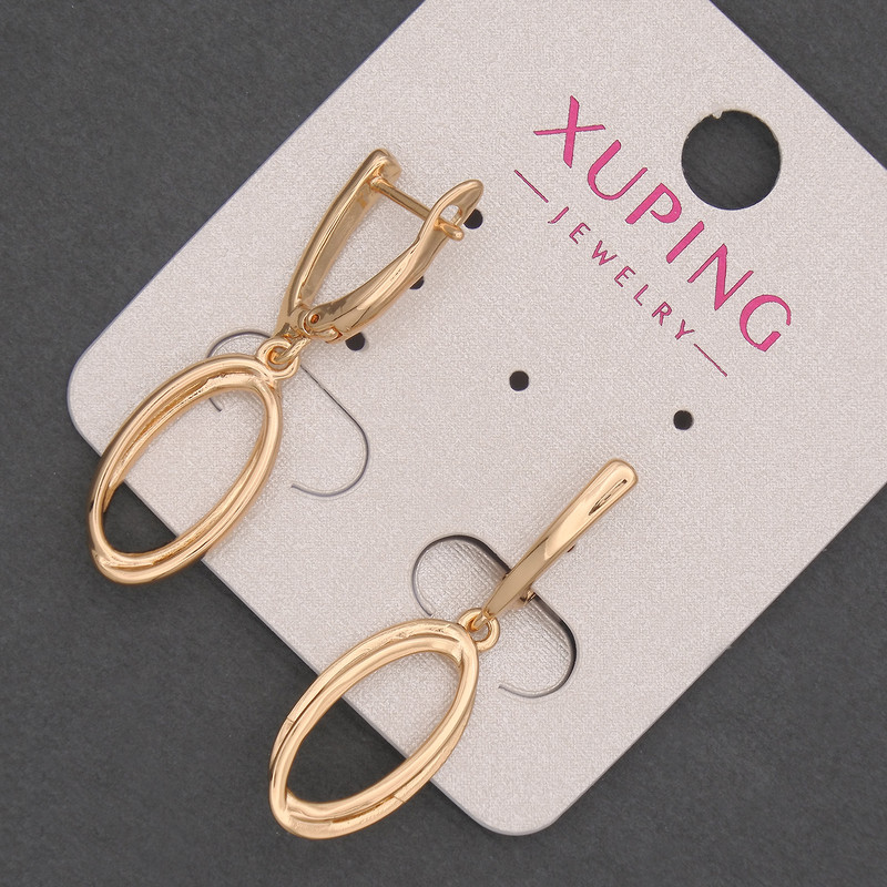 Xuping Earrings, Diameter 12mm+/-, Length 35mm+/- 18K Gold Plating