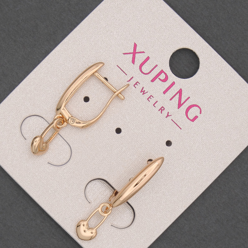 Xuping Earrings, Diameter 5mm+/-, Length 24mm+/- 18K Gold Plated