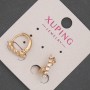 Xuping Ring Earrings with White Rhinestones, 18K Gold Plating, thickness 5mm+/-, diameter 12mm+