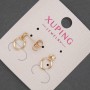 Xuping Stud Earrings with White Rhinestones, diameter 8mm, length 12mm+/-, 18K Gold Plating