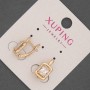 Xuping Earrings with White Rhinestones and White Crystal, diameter 8mm+/-, length 14mm+/- 18K Gold Plated