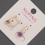Xuping Earrings with White Rhinestones and Purple Crystal, Diameter 6mm+/-, Length 17mm+/- 18K Gold Plating